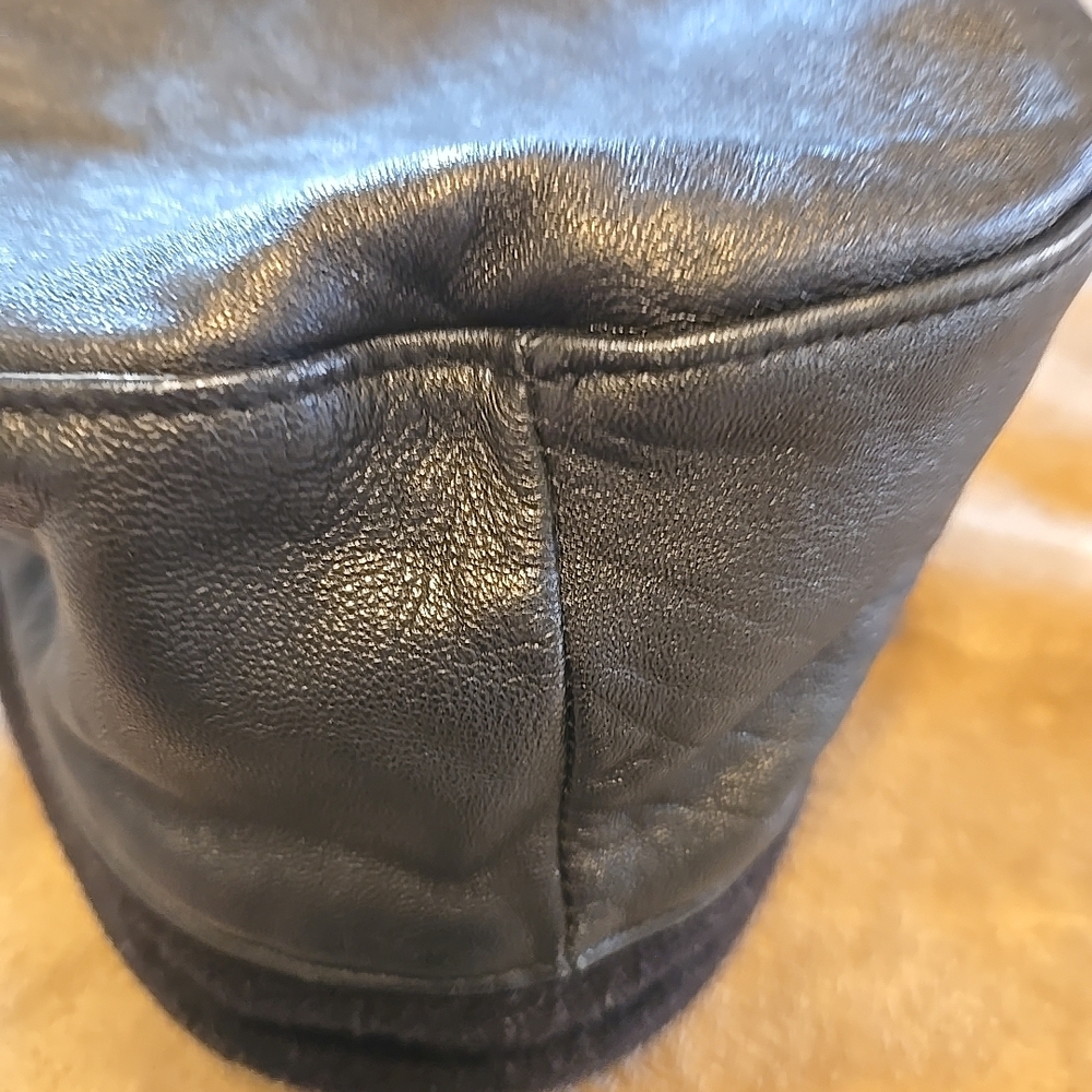 Black Leather Womens Bucket Hat Cotton Trim - Picture 16 of 16